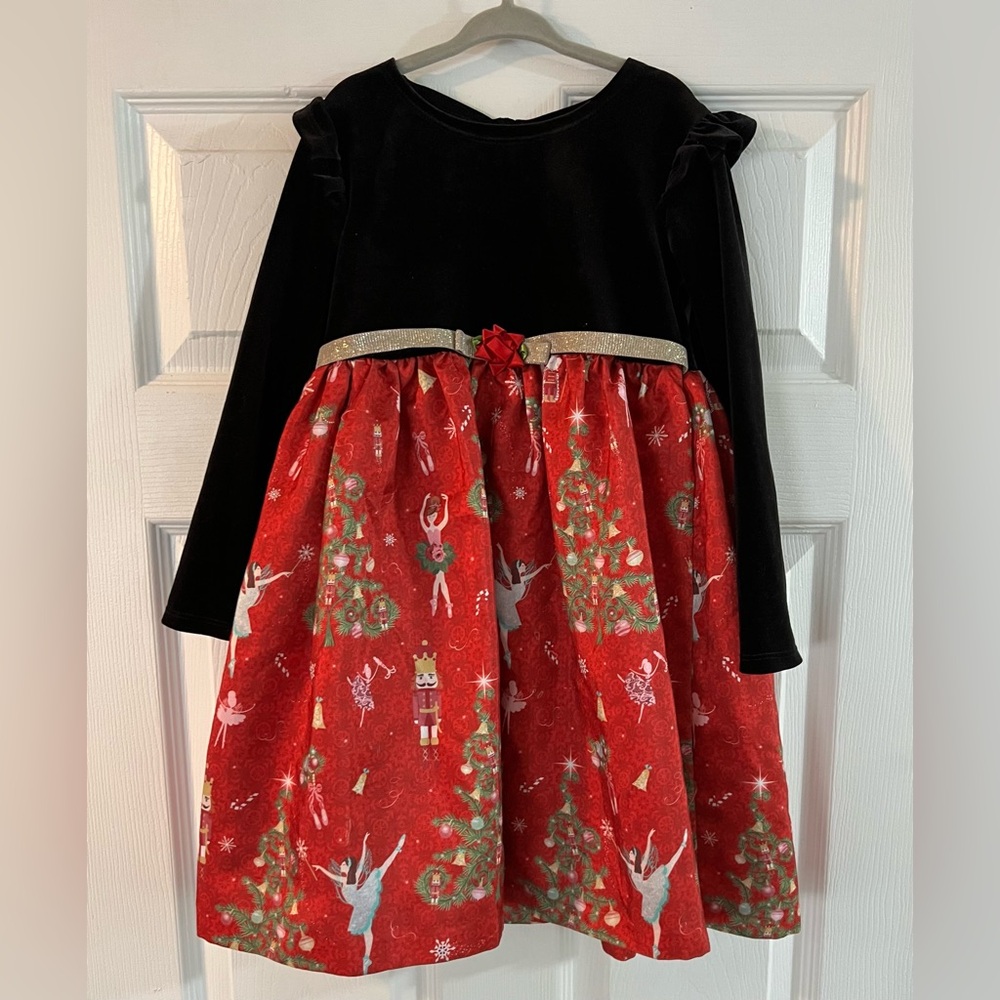 BONNIE JEAN Girls Size 5 Velvet Nutcracker Dress Red Christmas Holiday Fancy